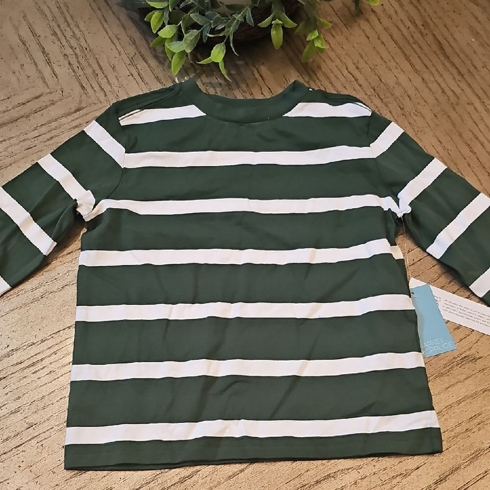 Green and White Striped Long Sleeve Size M 8-10 NWT